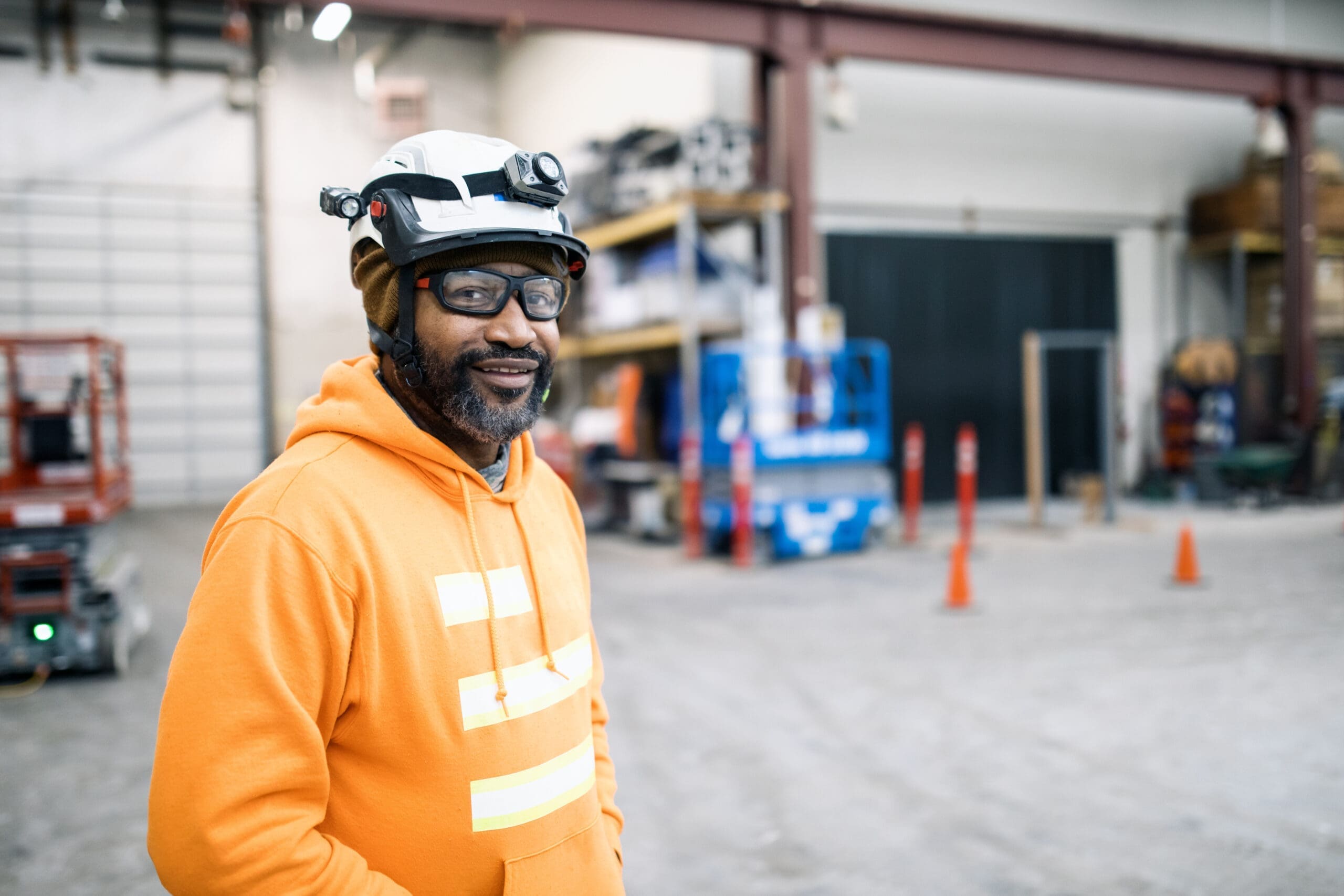 Man Working in Industrial Warehouse