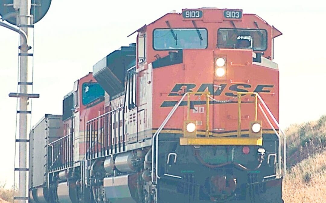 BNSF train on train tracks