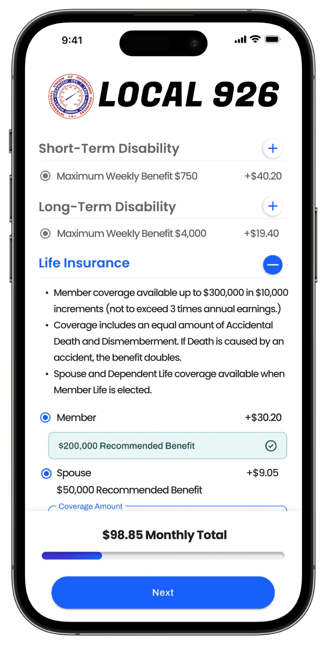 IUOE 926 Mobile Enrollment Screen